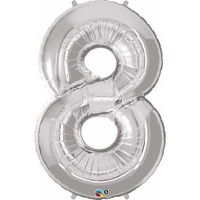 86cm Number Foil Number Eight Silver #30429 - Each (Pkgd.)